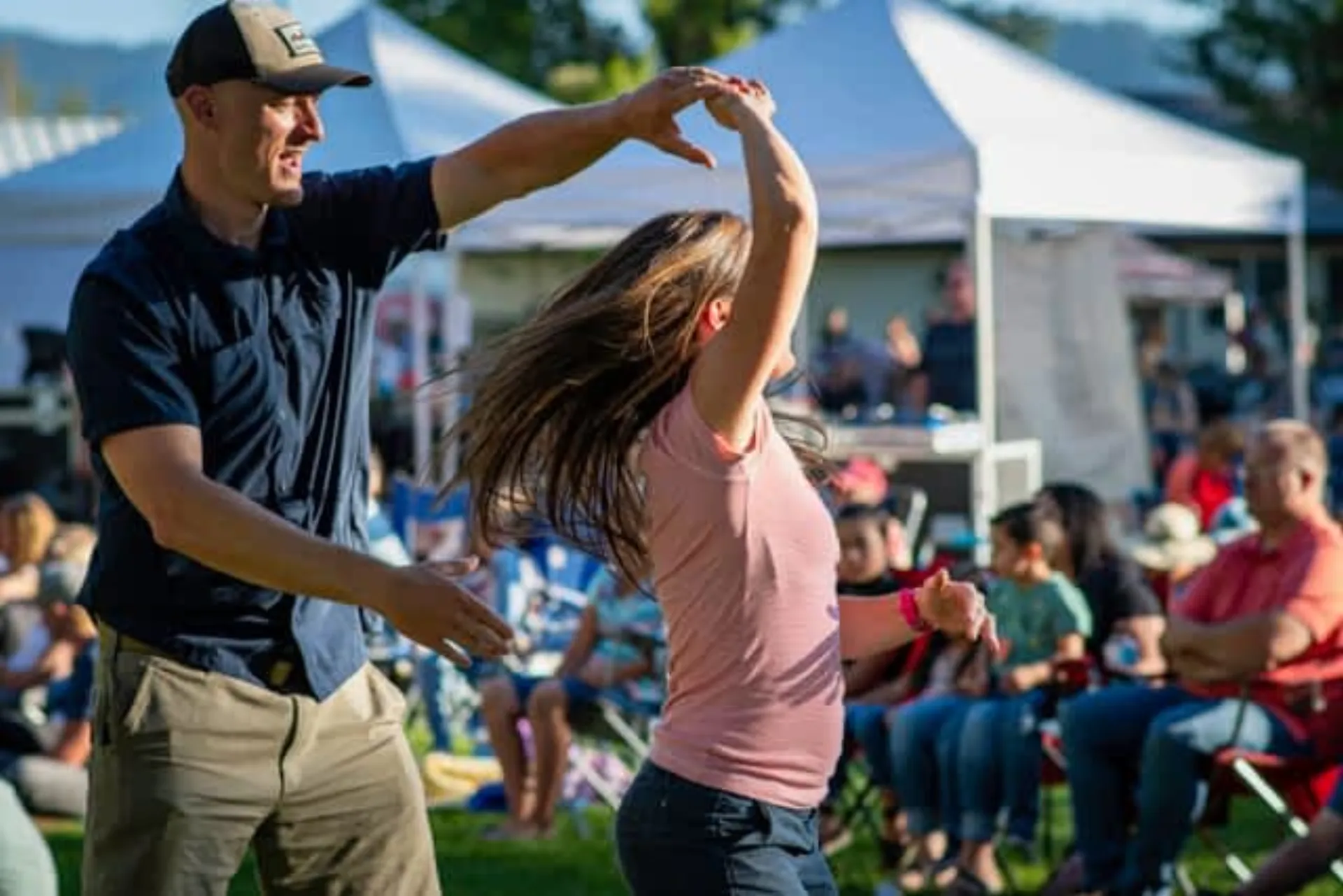 Couple dancing at a Teton Valley community festival